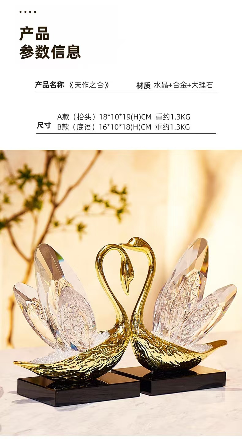 Swan ornaments are a light luxury and high-end decoration for the living room, dining area, and wine cabinet. They are a unique and high-end gift for the newlyweds when moving in or getting married pic 3
