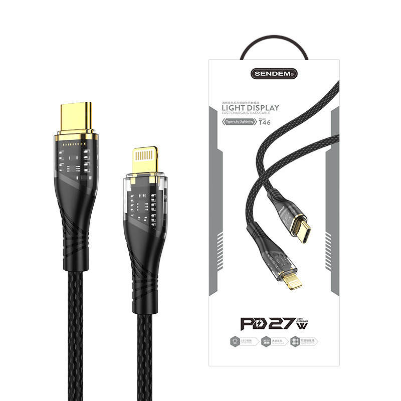 PD27W transparent data cable 120W Super Fast charging 6A, suitable for Apple and Huawei details Picture