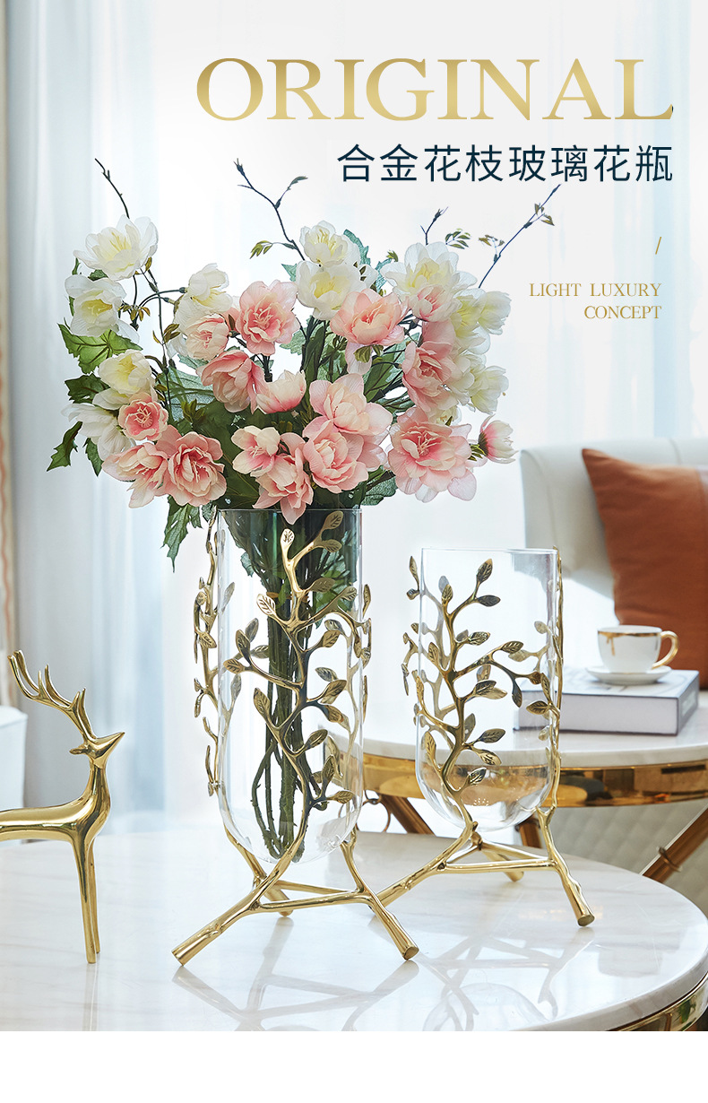Hollowed-out tree-shaped electroplated golden vase, entrance hall, living room, home decoration, hotel, KTV, club, office decoration pic 6