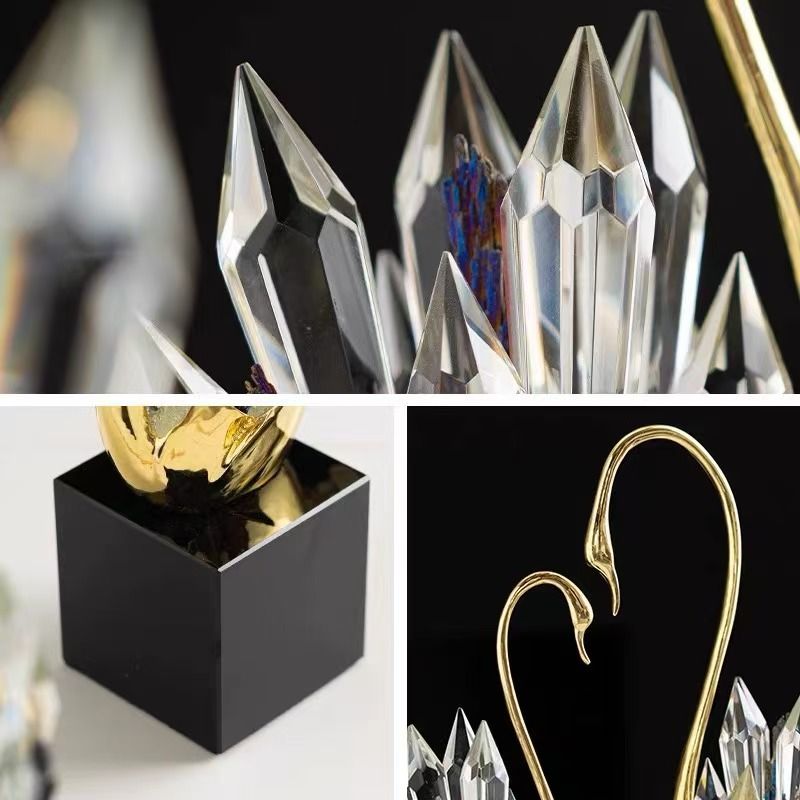 Swan ornaments are a light luxury and high-end decoration for the living room, dining area, and wine cabinet. They are a unique and high-end gift for the newlyweds when moving in or getting married details Picture