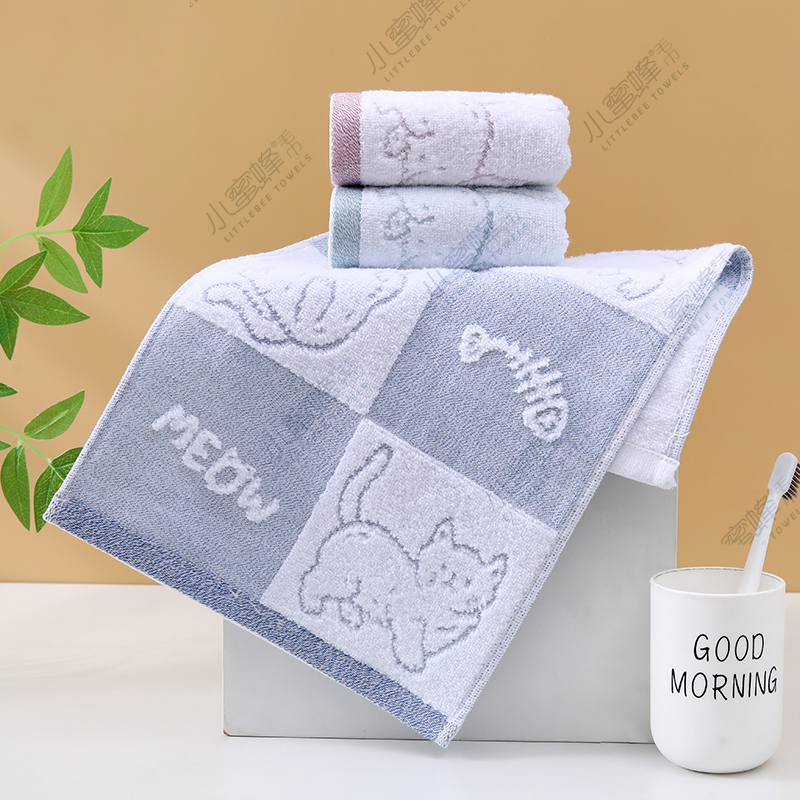 Venta directa de fábrica cordón toalla para niños jacquard toalla de dibujos animados lanzamiento de agua más suave nacional marea pequeña abeja toalla para niños número de artículo: 209