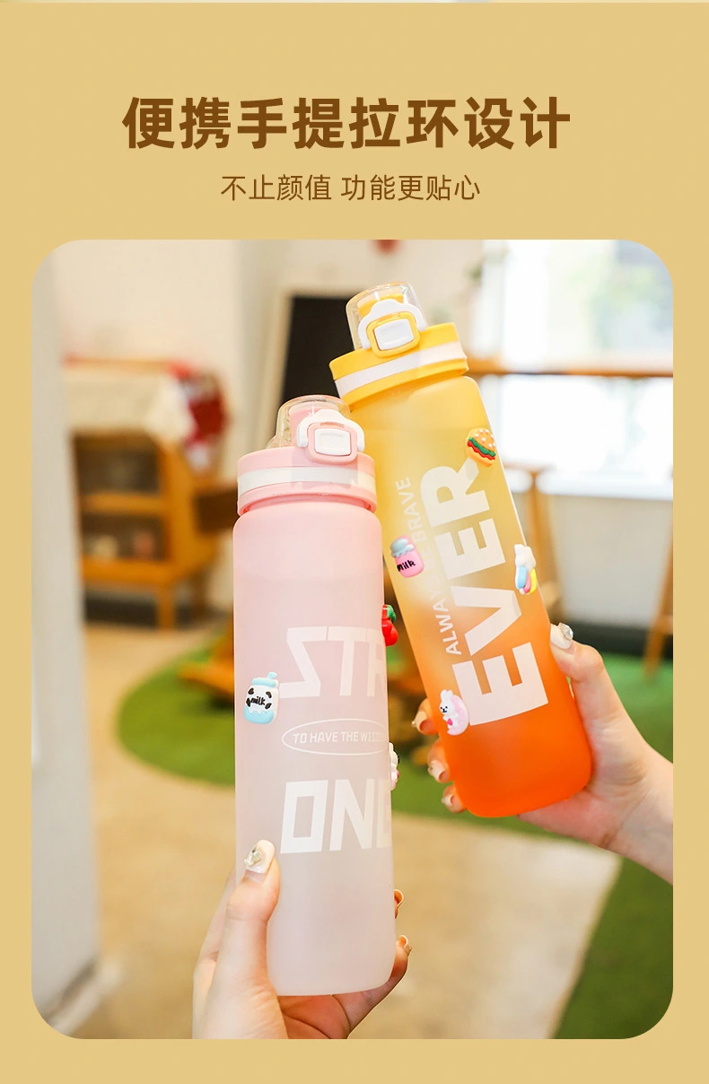 H164-HY-089 gradient color water cup, cross-border high-temperature resistant frosted direct drinking creative portable trendy water cup for men and women detail image 3