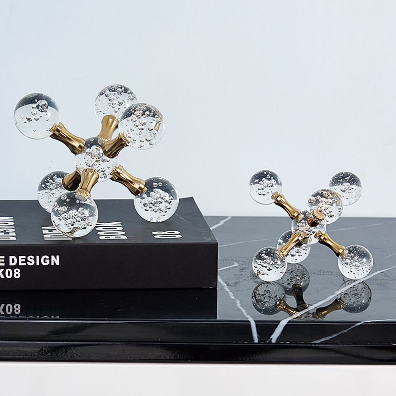 Geometric crystal molecular ball desktop, modern and simple decorative item, home cross metal crystal ball soft decoration details Picture