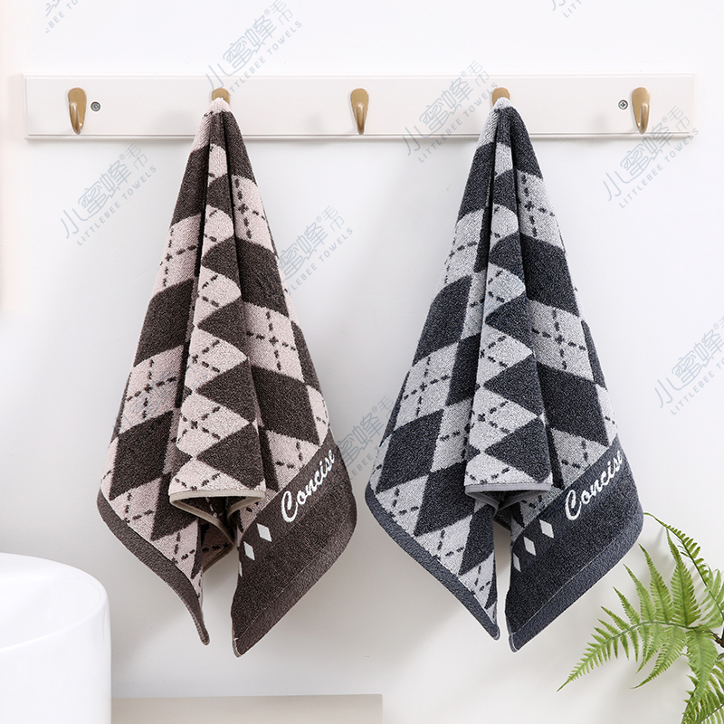Checkered jacquard towel, soft and absorbent all-cotton couple towel, Little Bee towel. Product number: 702 pic 3