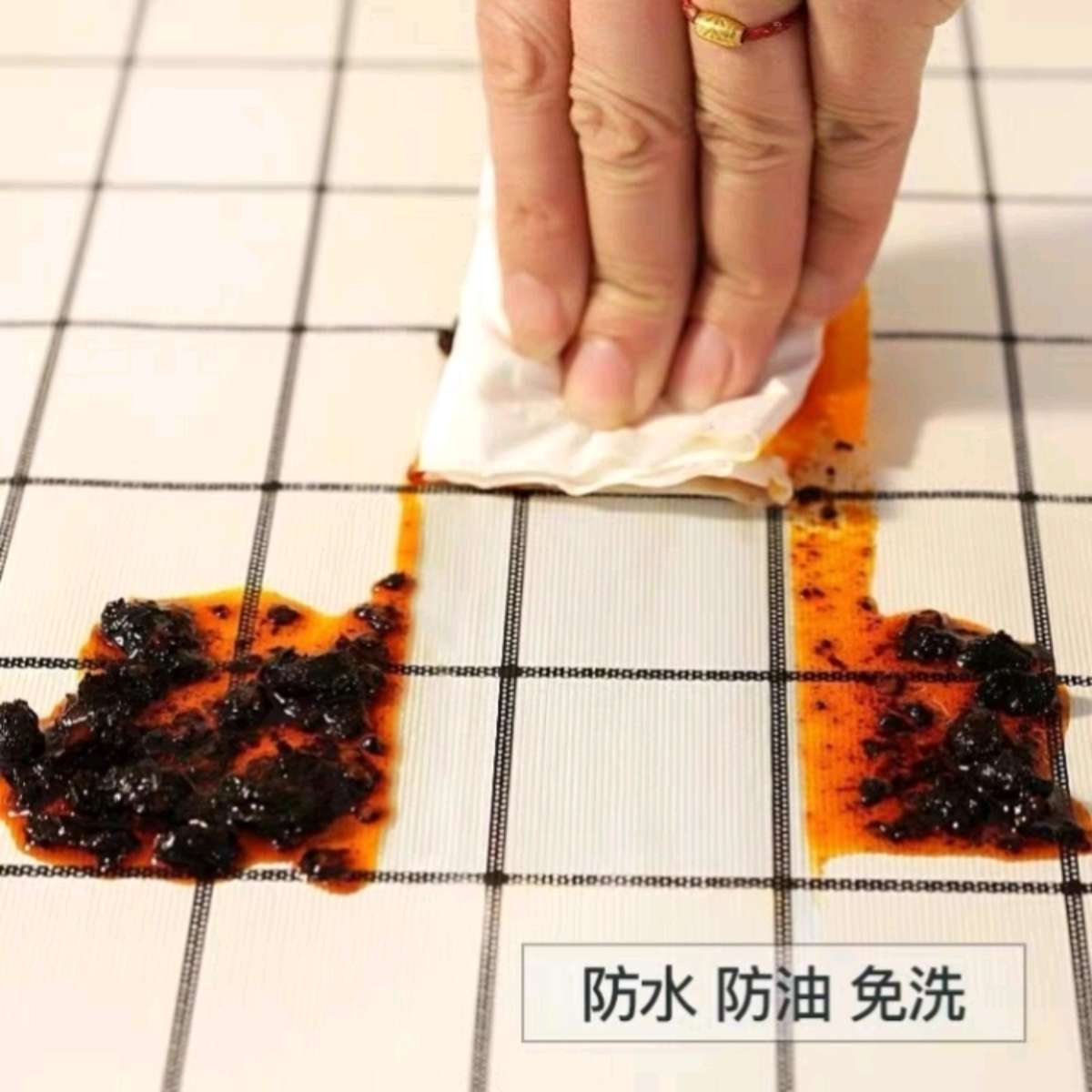 137*183桌布防水防油免洗ins长方形台布茶几餐桌布防滑白底实物图