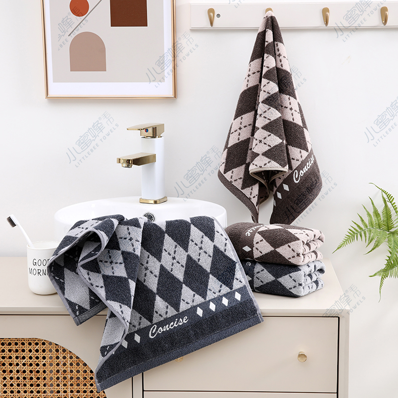 Checkered jacquard towel, soft and absorbent all-cotton couple towel, Little Bee towel. Product number: 702 details Picture