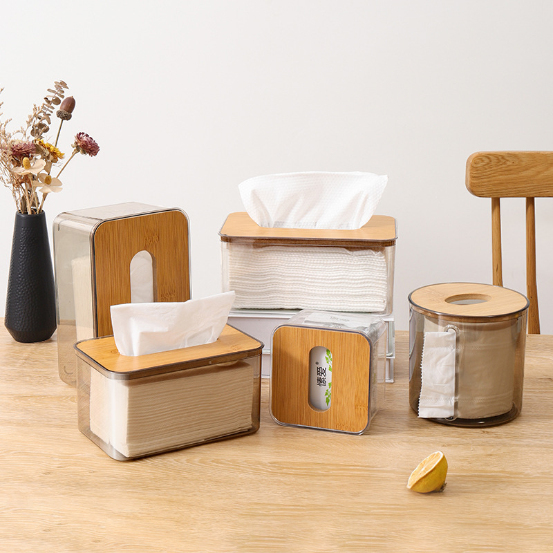 Z72-A01-4A composite board cover Nordic simple and creative tissue box, transparent tissue box for home living room coffee table Specification image