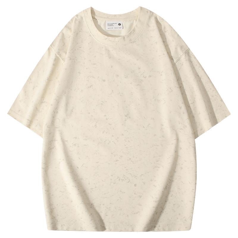 220g/㎡ 40-count double yarn off-the-shoulder style Solonna batik pure cotton T-shirt, men's same style advertising T-shirt, short-sleeved cultural T-shirt, men's casual wear, lightweight, breathable, sweat-absorbent, fashionable and trendy style detail image 7