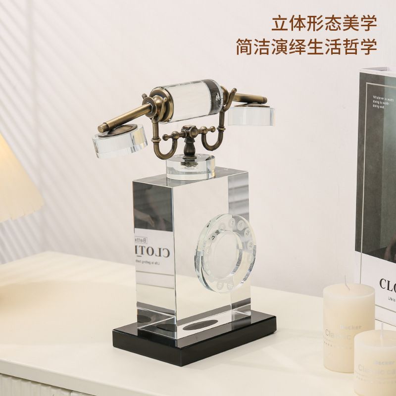 Modern retro crystal telephone ornaments, model room, sales office, sales center, desktop, living room, craft decorations Application Scenario