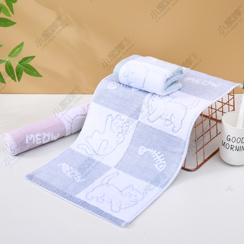 Venta directa de fábrica cordón toalla para niños jacquard toalla de dibujos animados lanzamiento de agua más suave nacional marea pequeña abeja toalla para niños número de artículo: 209 Application Scenario