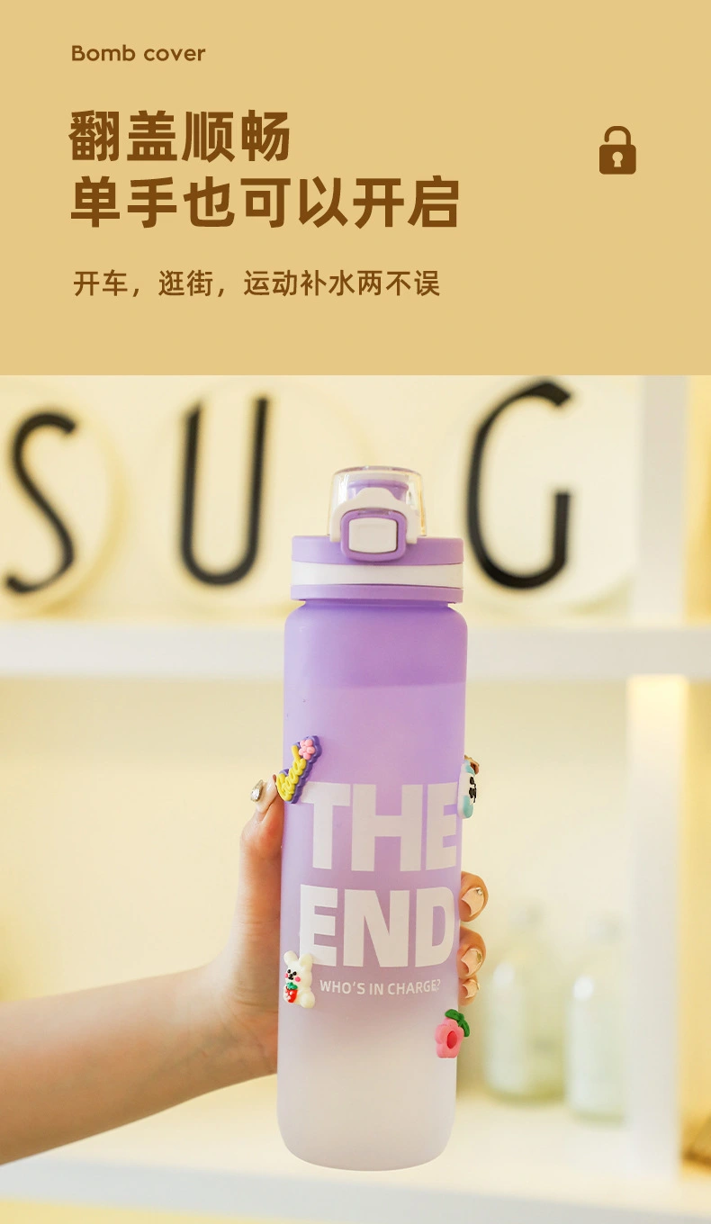 H164-HY-089 gradient color water cup, cross-border high-temperature resistant frosted direct drinking creative portable trendy water cup for men and women detail image 4