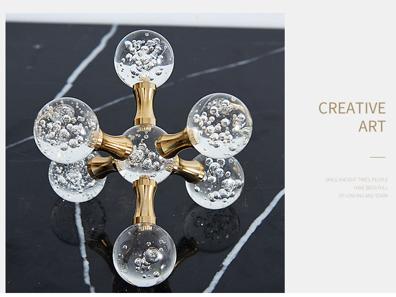 Geometric crystal molecular ball desktop, modern and simple decorative item, home cross metal crystal ball soft decoration pic 2