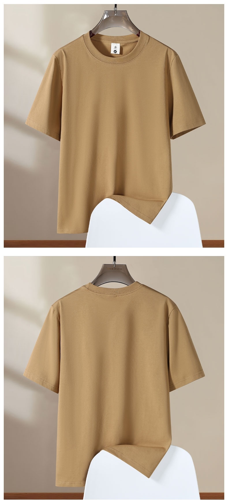 230g/㎡ Men's and women's same style Solona skin-friendly fabric short-sleeved T-shirt, European-sized large-sized advertising shirt, men's casual wear, cultural shirt, advertising shirt, new comfortable and breathable T-shirt detail image 8