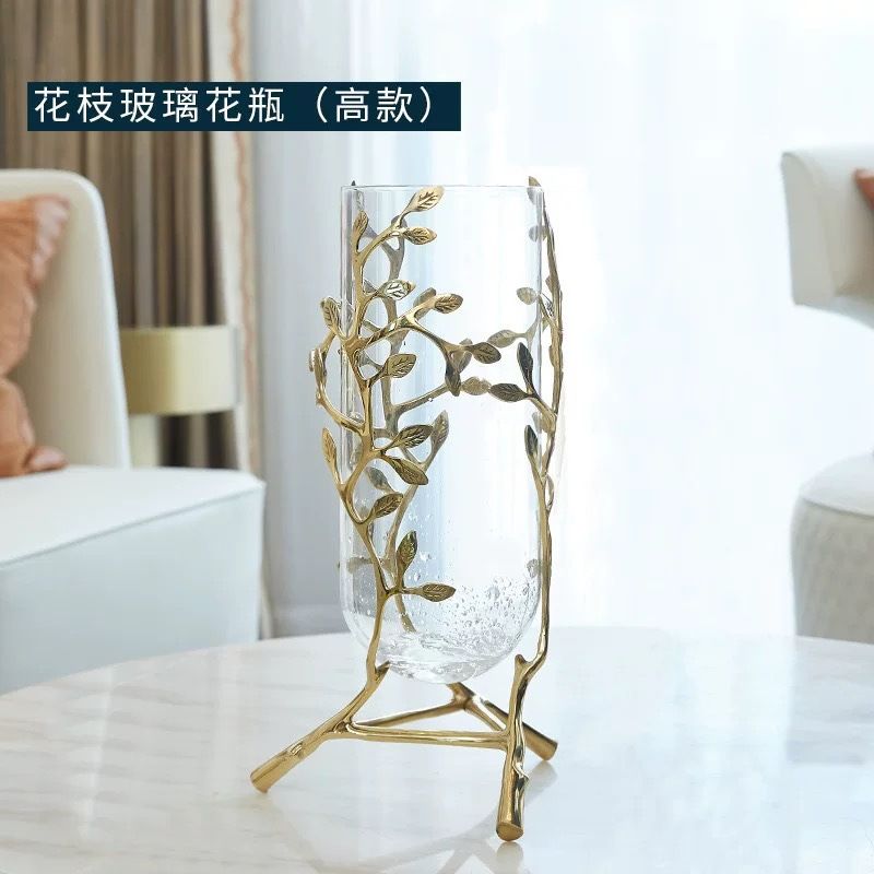 Hollowed-out tree-shaped electroplated golden vase, entrance hall, living room, home decoration, hotel, KTV, club, office decoration Item Picture