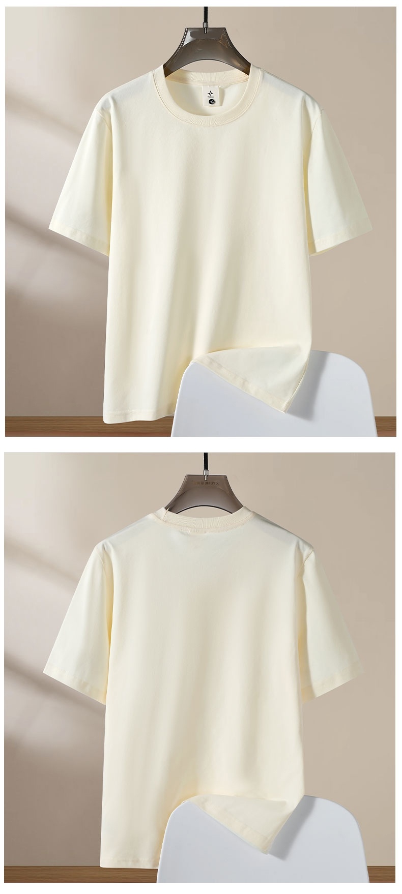 230g/㎡ Men's and women's same style Solona skin-friendly fabric short-sleeved T-shirt, European-sized large-sized advertising shirt, men's casual wear, cultural shirt, advertising shirt, new comfortable and breathable T-shirt detail image 6