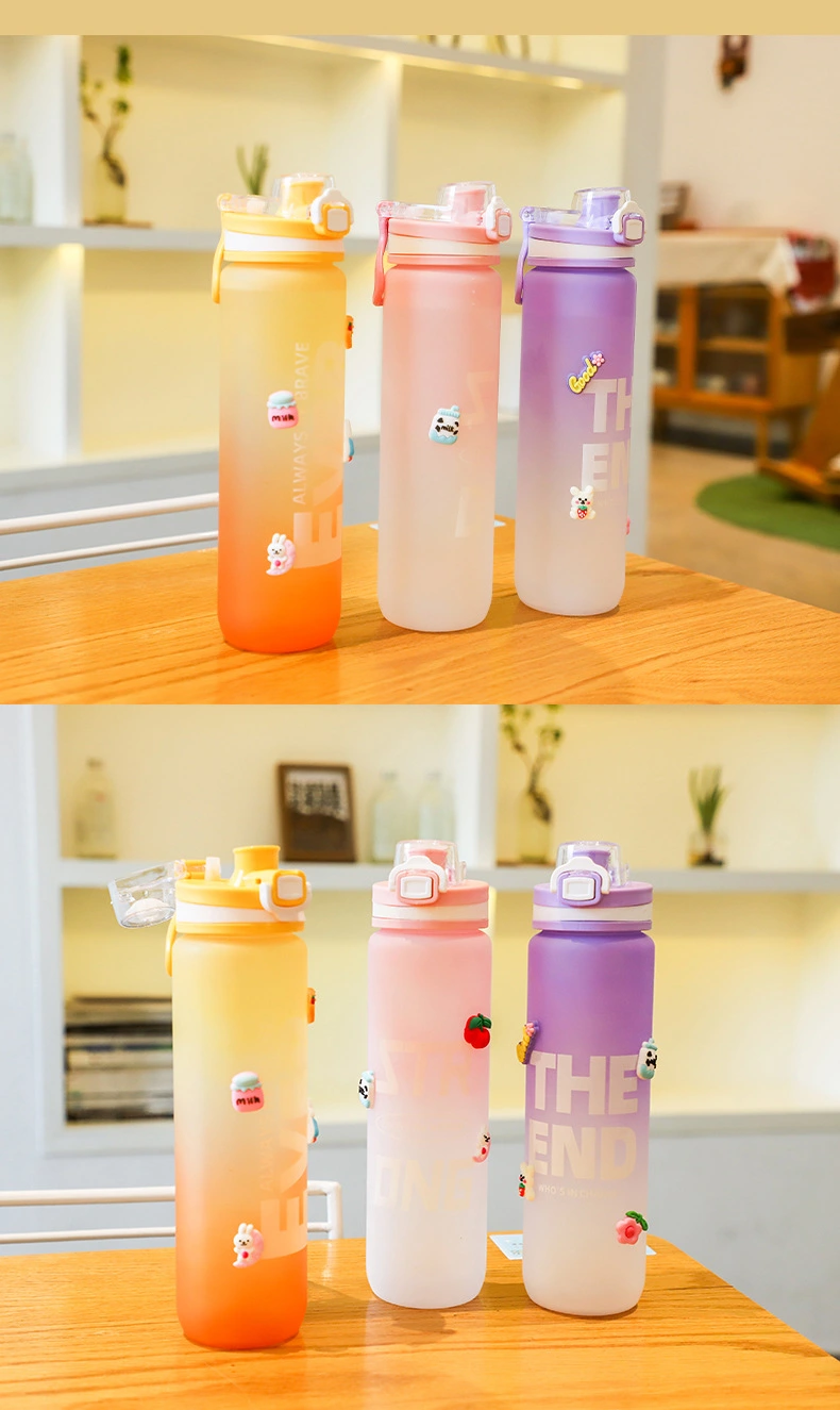 H164-HY-089 gradient color water cup, cross-border high-temperature resistant frosted direct drinking creative portable trendy water cup for men and women detail image 9