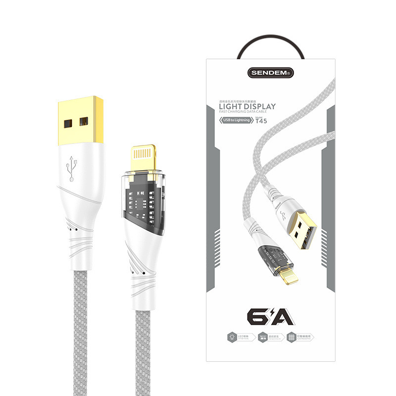 Pd27w Transparent Data Cable 120W Super Fast Charging, Suitable For Apple And Huawei 6A details Picture