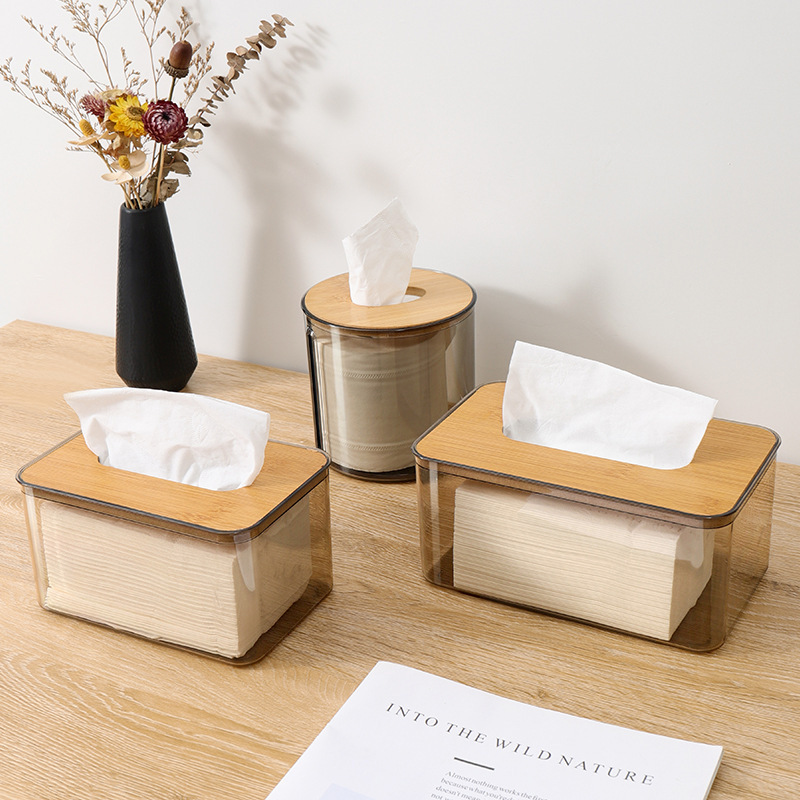 Z72-A01-4A composite board cover Nordic simple and creative tissue box, transparent tissue box for home living room coffee table details Picture