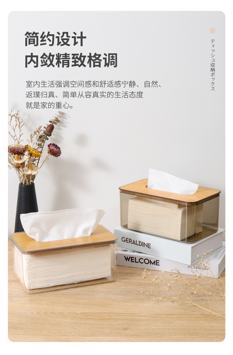 Z72-A01-4A composite board cover Nordic simple and creative tissue box, transparent tissue box for home living room coffee table detail image 8