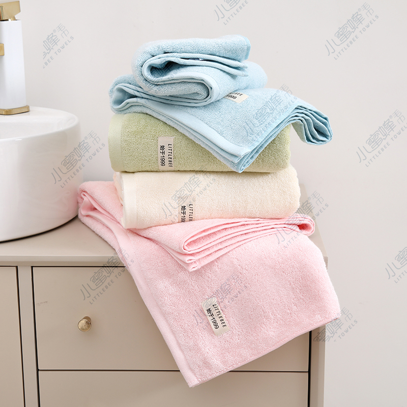 One-piece delivery bamboo fiber face towel with national trend solid color feature edge multi-color small bee bath towel: 002 Item Picture