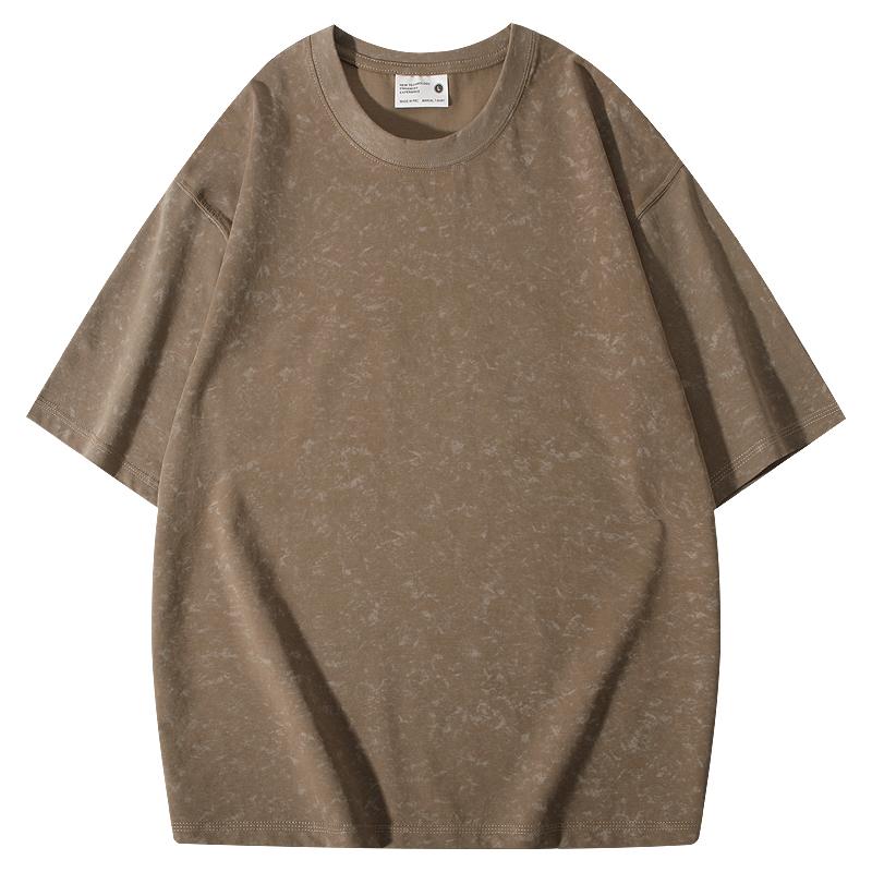 220g/㎡ 40-count double yarn off-the-shoulder style Solonna batik pure cotton T-shirt, men's same style advertising T-shirt, short-sleeved cultural T-shirt, men's casual wear, lightweight, breathable, sweat-absorbent, fashionable and trendy style detail image 4