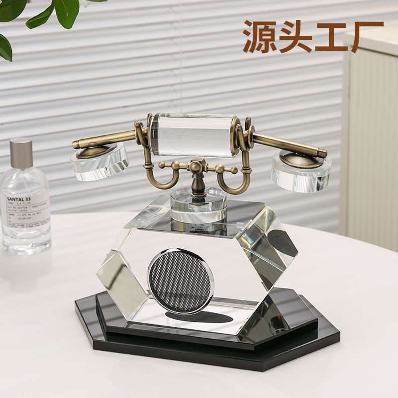 Modern retro crystal telephone ornaments, model room, sales office, sales center, desktop, living room, craft decorations details Picture