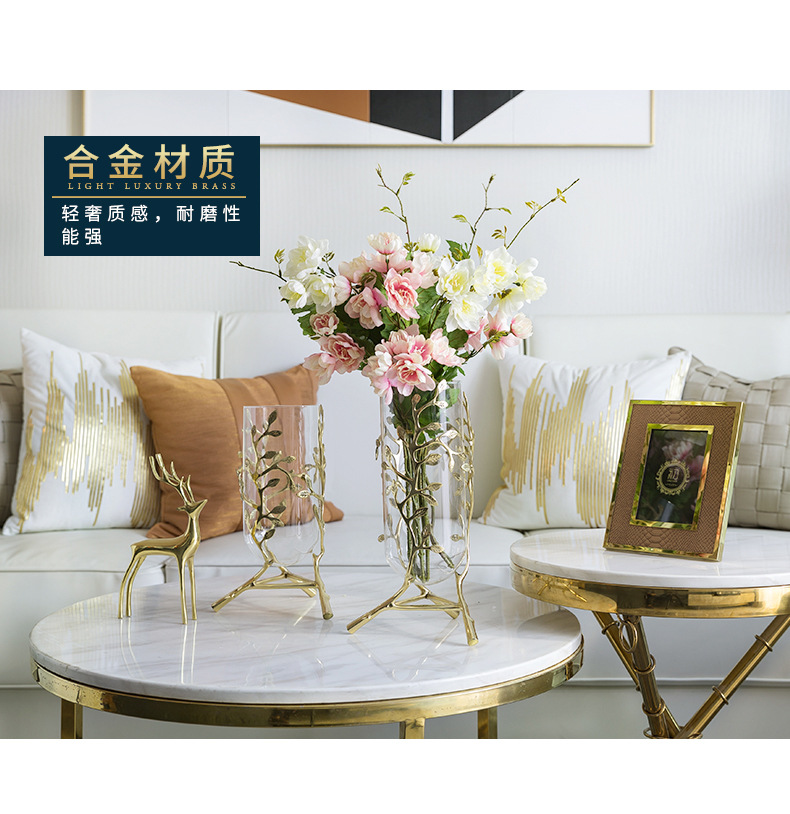 Hollowed-out tree-shaped electroplated golden vase, entrance hall, living room, home decoration, hotel, KTV, club, office decoration pic 9