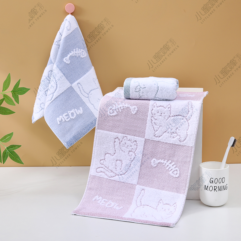 Venta directa de fábrica cordón toalla para niños jacquard toalla de dibujos animados lanzamiento de agua más suave nacional marea pequeña abeja toalla para niños número de artículo: 209 details Picture