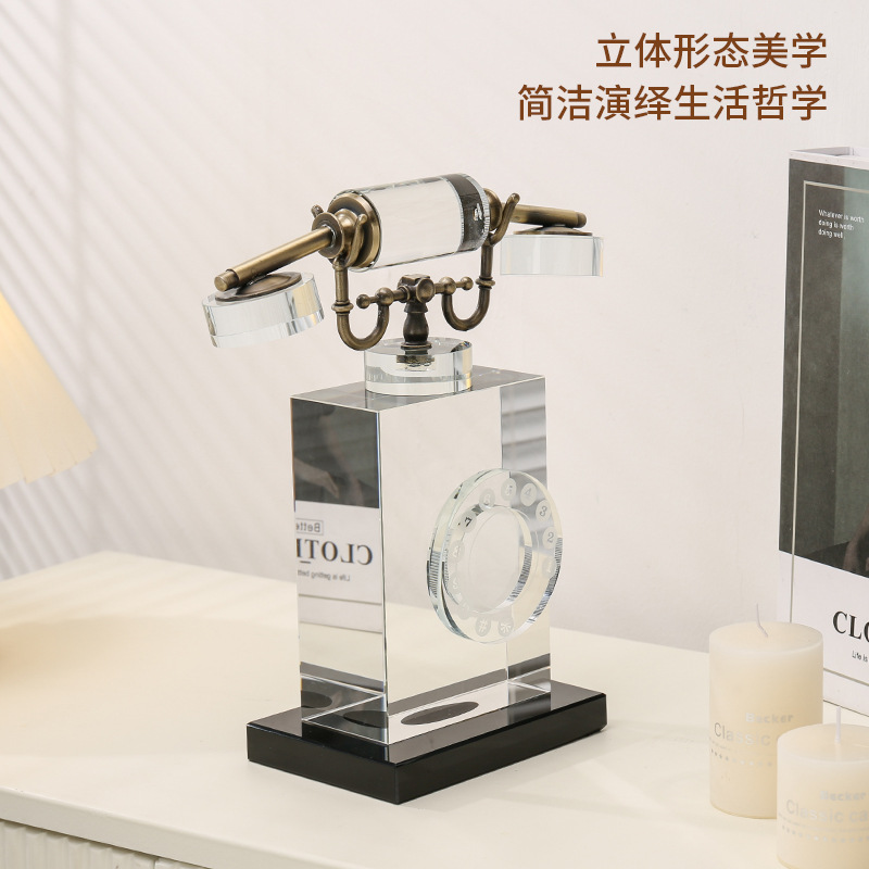 Modern retro crystal telephone ornaments, model room, sales office, sales center, desktop, living room, craft decorations pic 2