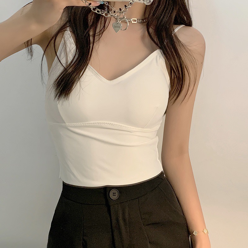 辣妹黑色带胸垫小吊带背心女夏内搭外穿内衣交叉抹胸美背文胸上衣