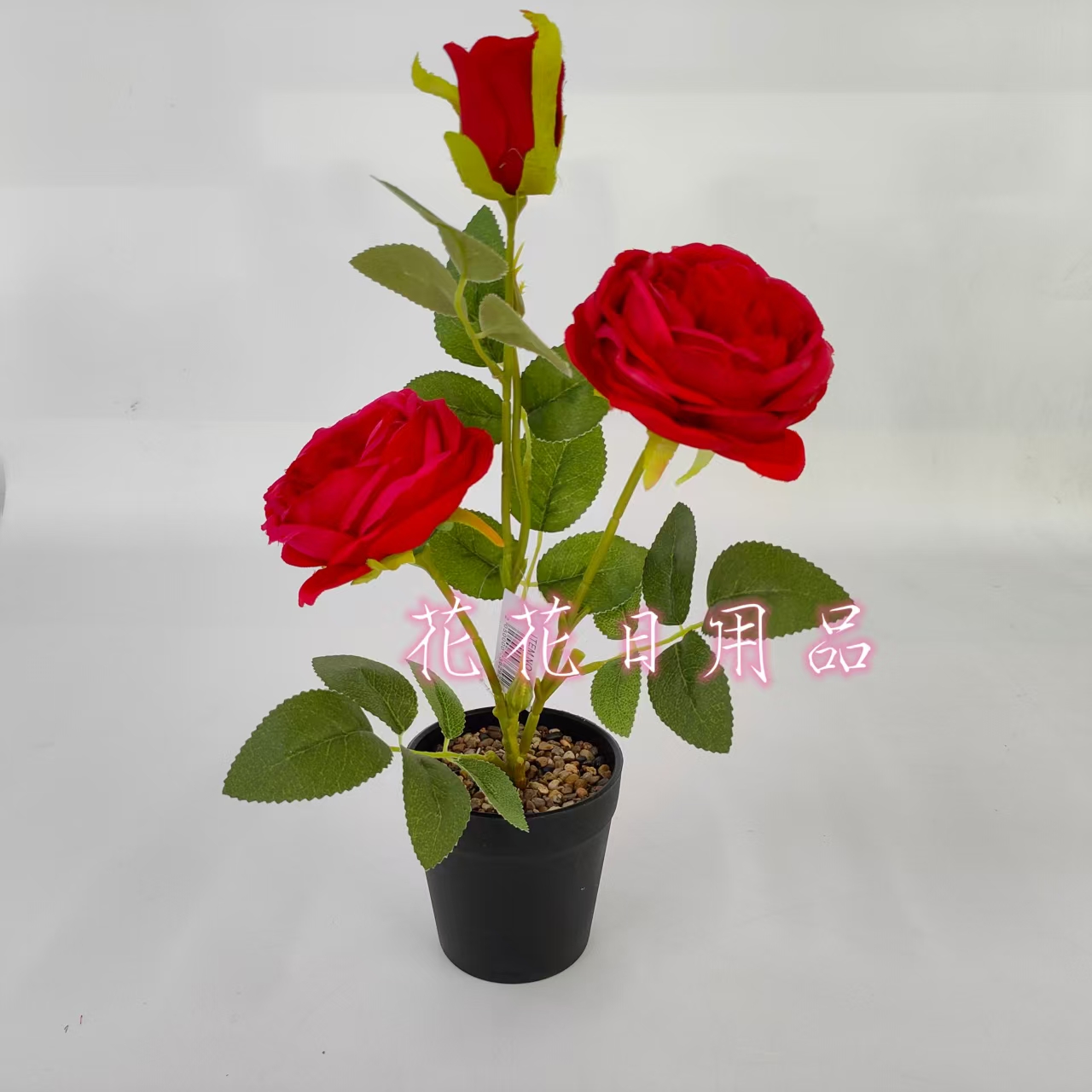 Artificial flower bonsai, plastic pot, large peony flower decorative ornaments details Picture