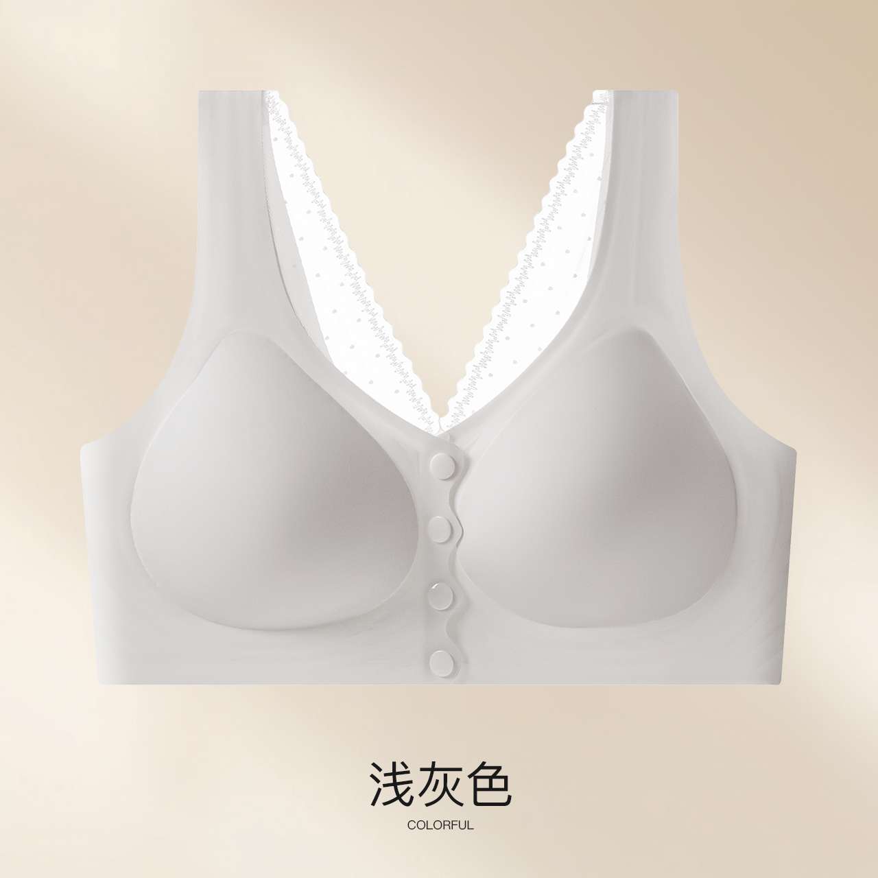 中老年内衣女妈妈固定杯无钢圈背心式前扣防下垂文胸透气夏季详情图11