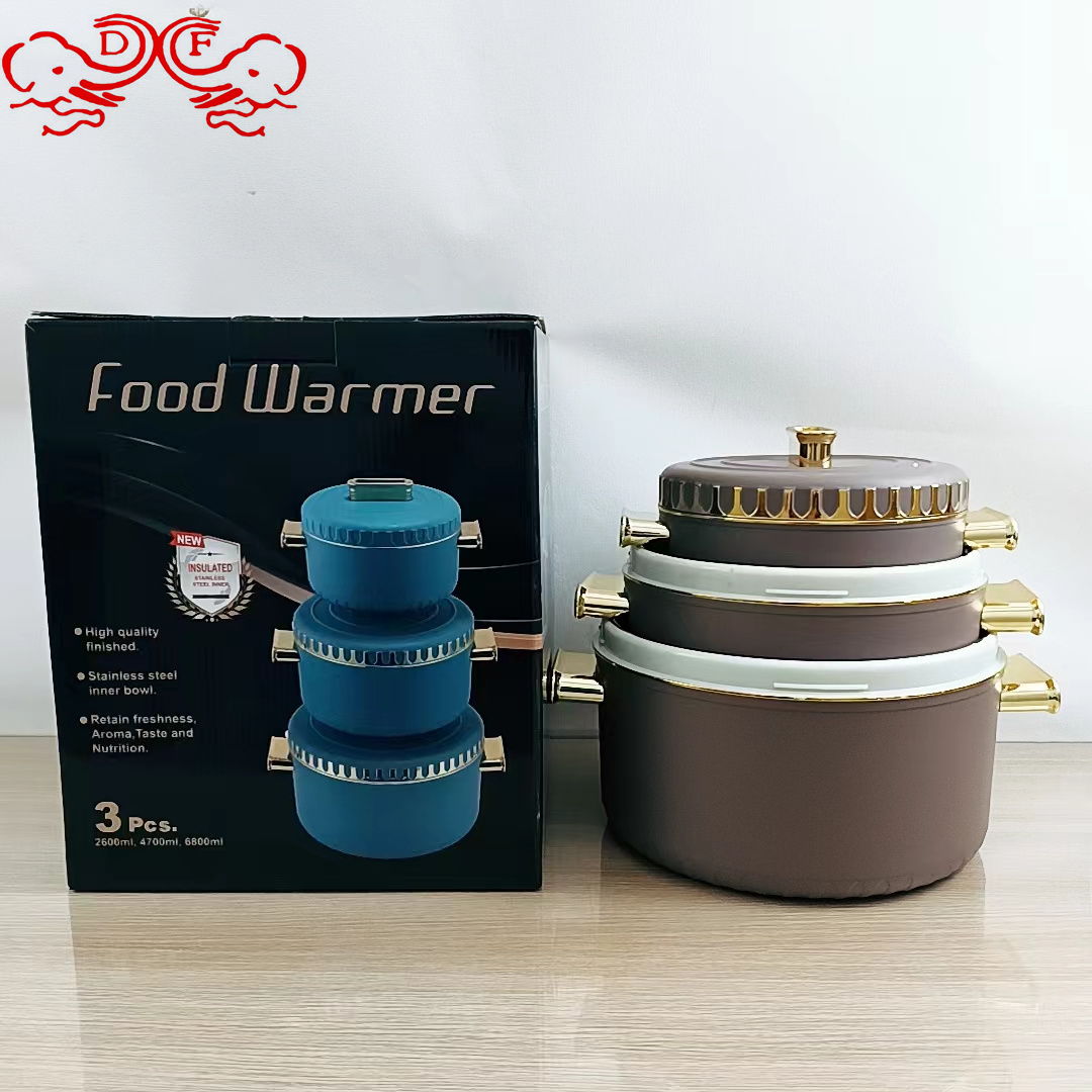 DF68907塑钢三件套便当餐盒食品保暖器储藏锅便当出口保温饭盒DF TRADINGHOUSE 