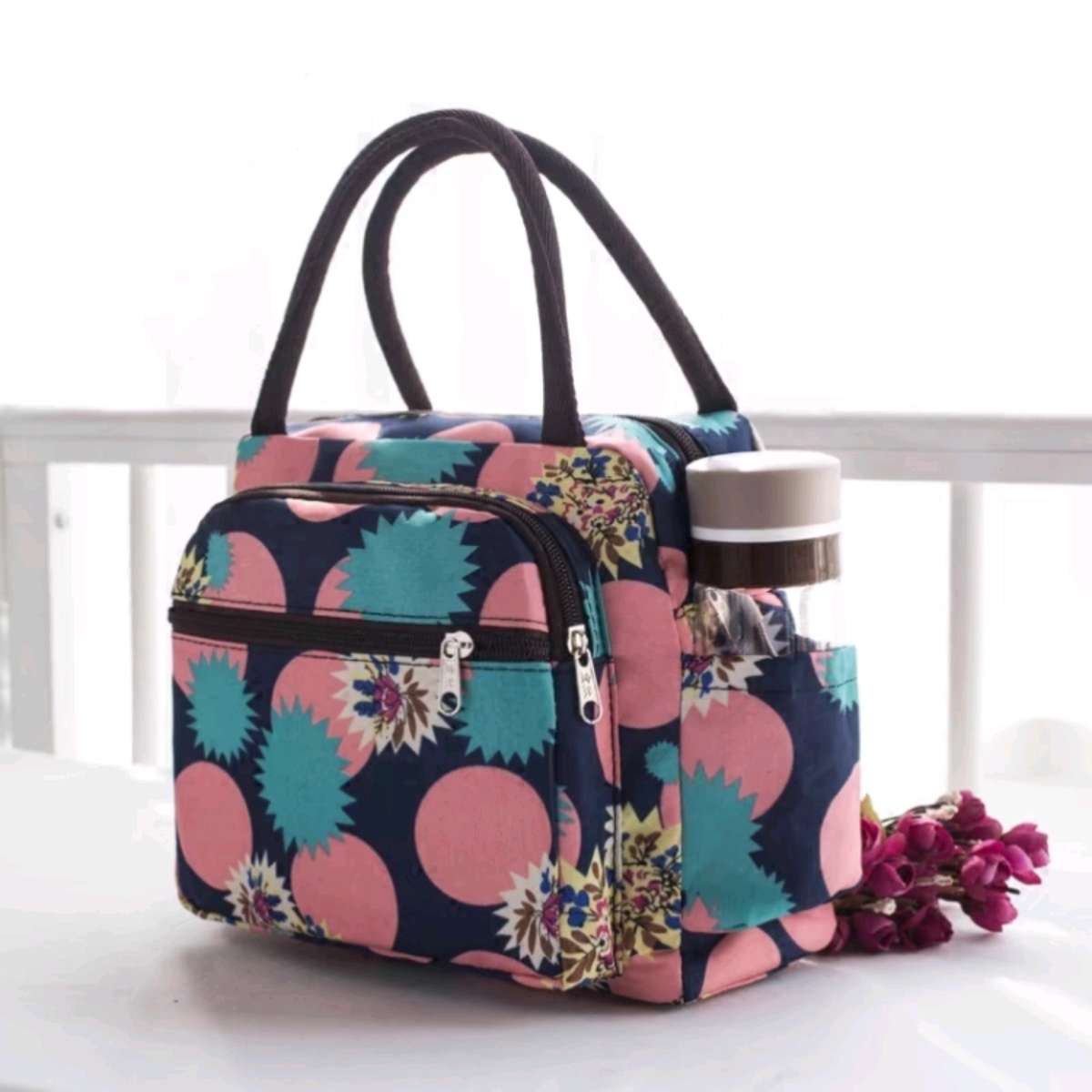 Women's bag, canvas handbag, thickened waterproof bento bag, mom's little cloth bag, Oxford cloth, hand-held mom's bag, lunch bag details Picture
