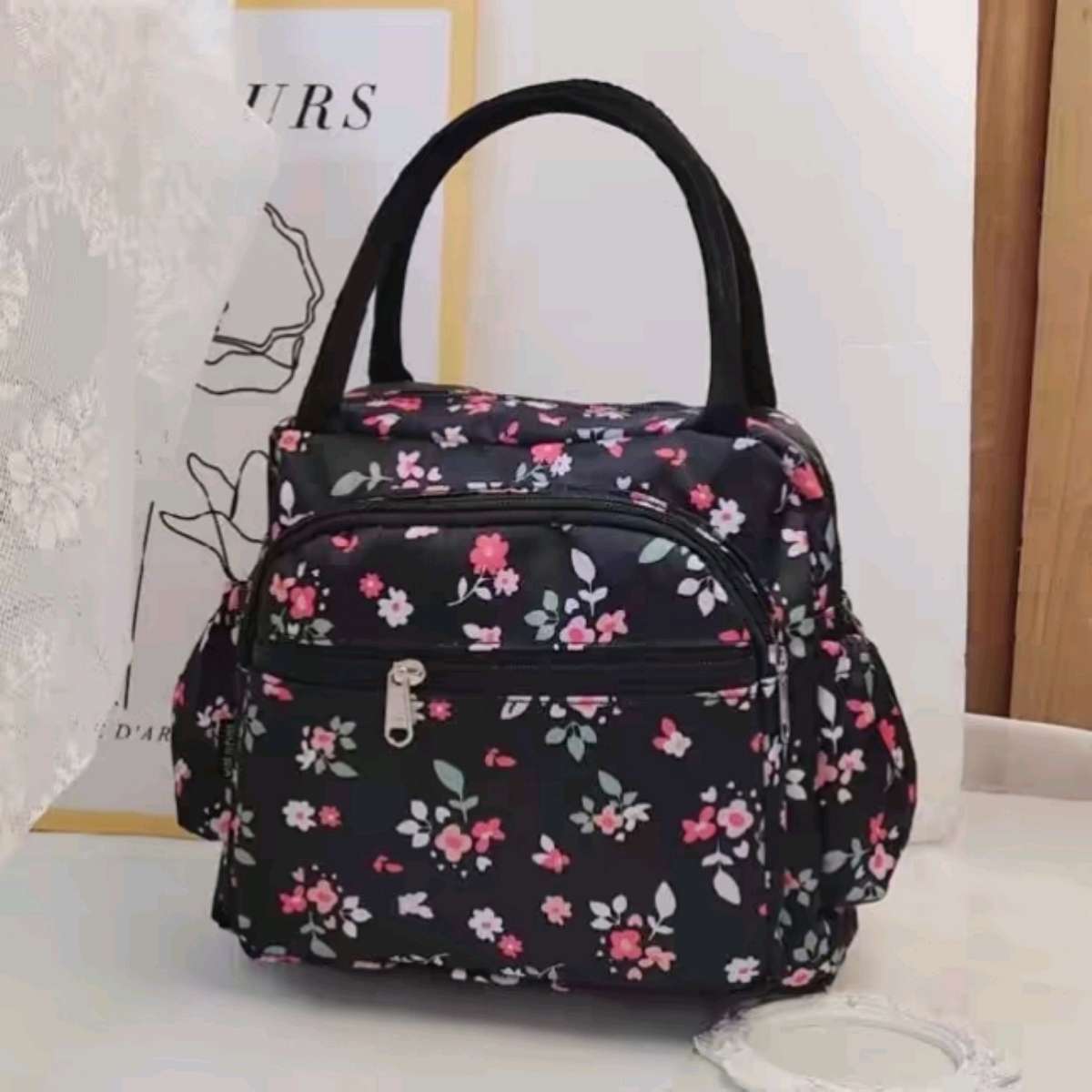 Women's bag, canvas handbag, thickened waterproof bento bag, mom's little cloth bag, Oxford cloth, hand-held mom's bag, lunch bag Specification image