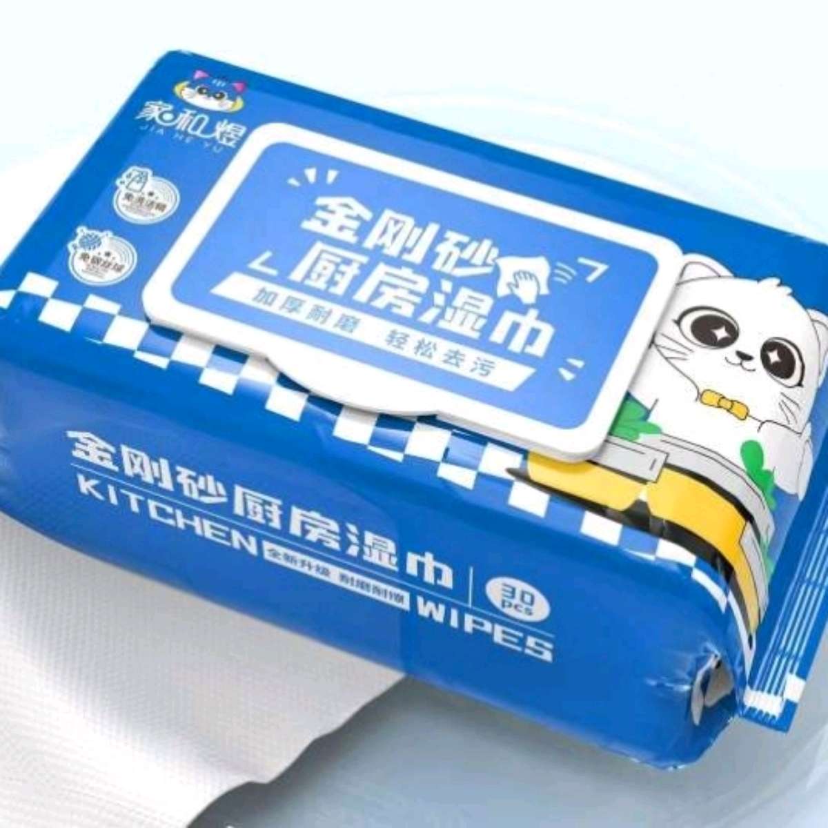 金刚砂加大加厚厨房湿巾去油去污家用油烟机清洁强力去油污抹布产品图