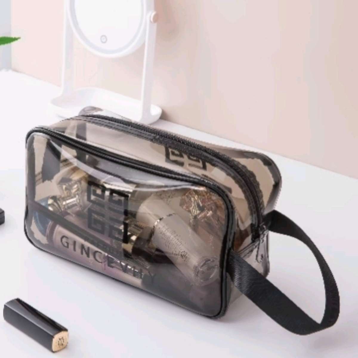 Cosmetic bag for women, transparent portable large-capacity cosmetics storage bag, InS-style travel waterproof swimming toiletry bag details Picture