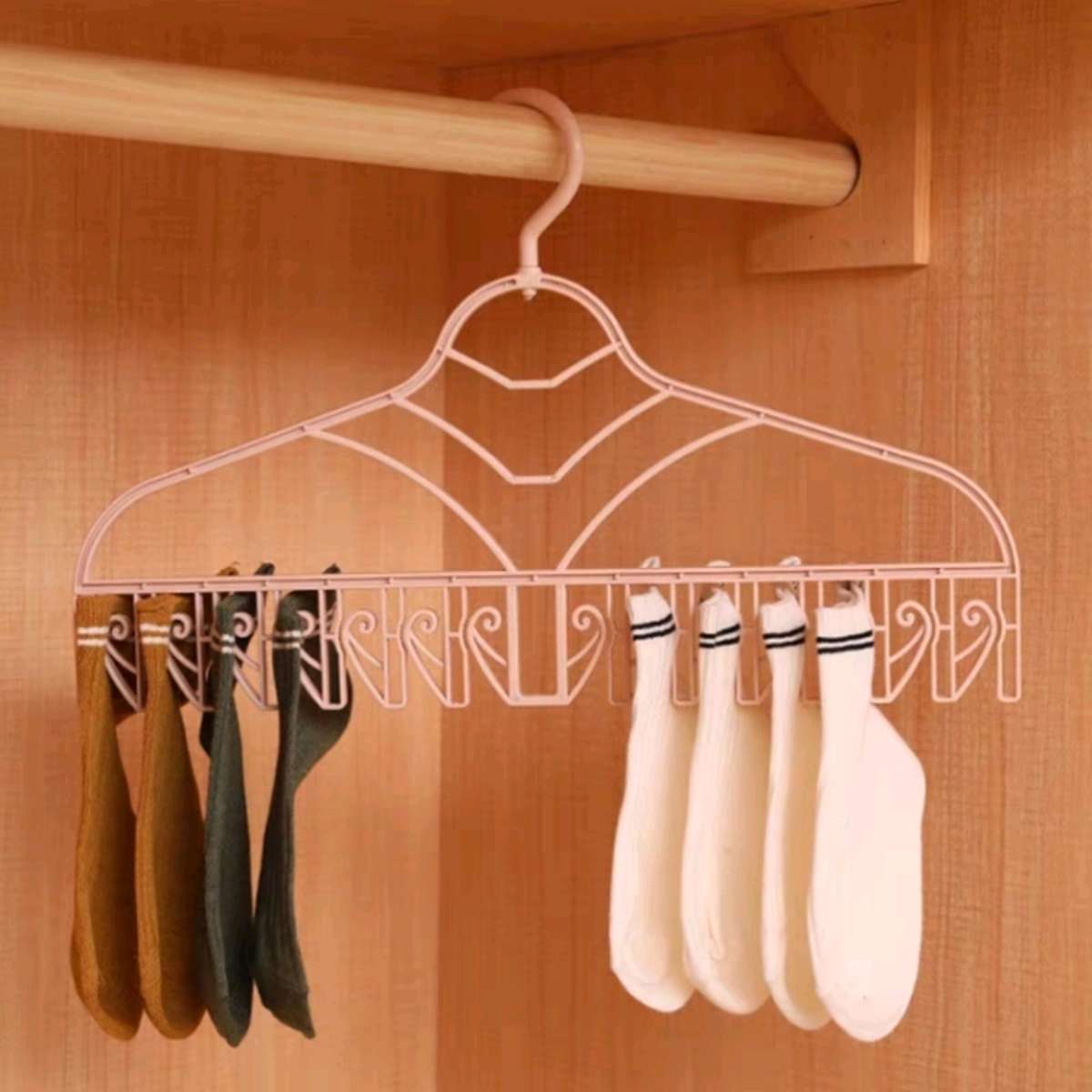 Single 14-sock wardrobe storage rack, household multi-layer dual-purpose for organizing and drying, underwear hanger, sock rack and drying rack Item Picture