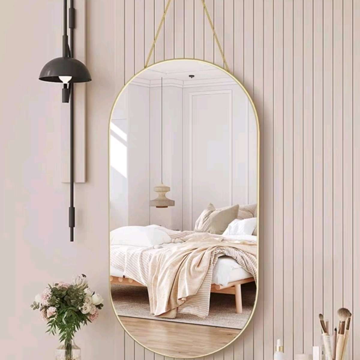 48*30椭圆穿衣镜挂墙入户玄关试衣镜家用壁挂女生卧室全身镜子