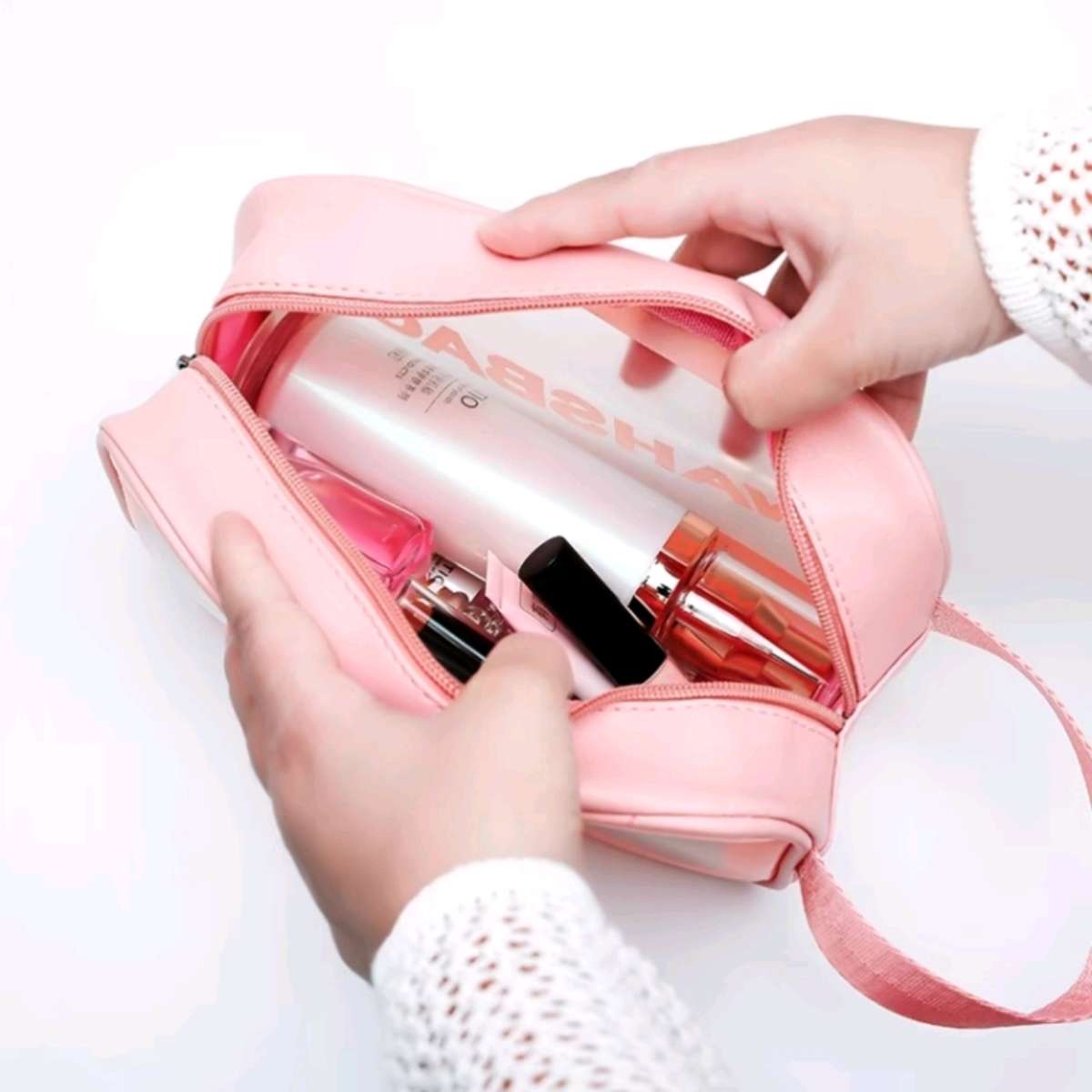 New cosmetic bag, large-capacity, waterproof, super popular portable women's travel simple toiletry bag, storage bag Specification image