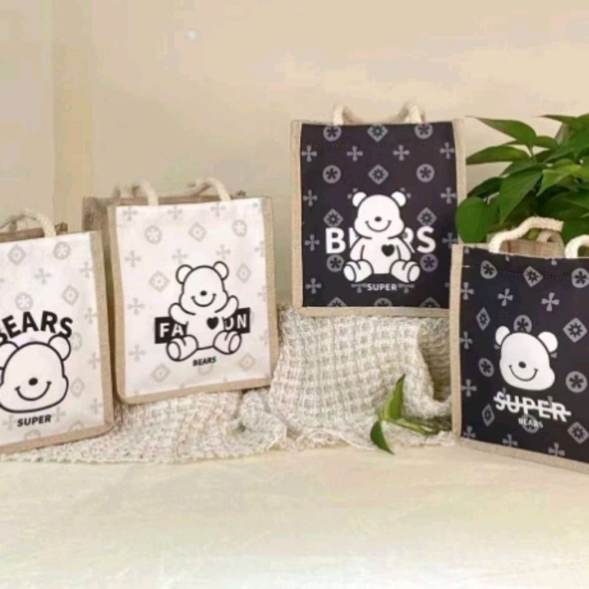 Cute ins bento bag, tote bag, work lunch box bag, large-capacity Japanese lunch bag with rice, canvas bag Specification image