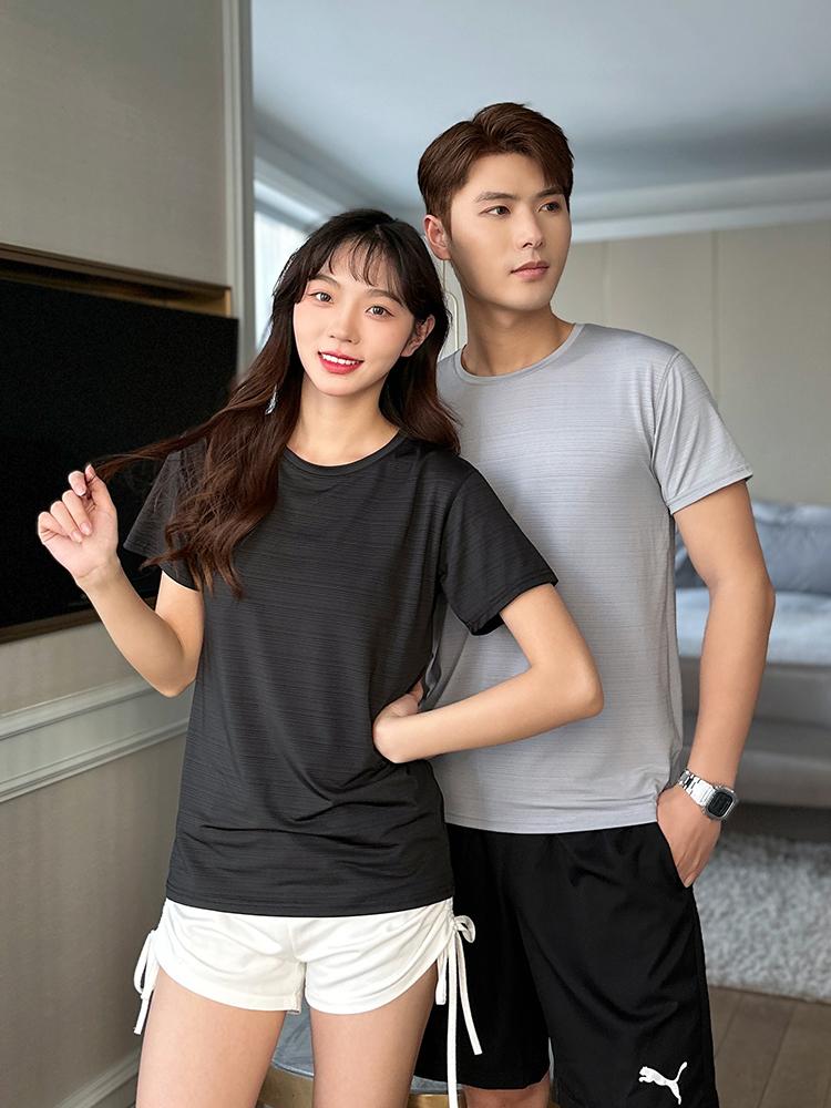 Cross-Border High-End Crystal Elastic Filament Four-Sided Elastic Quick-Drying Sportswear, Men's And Women's Same-Style Short-Sleeved T-Shirts, Advertising Shirts, Men's Casual Wear, Cultural Shirts, Advertising Shirts, T-Shirts, Comfortable, Breathable, Fashionable And Trendy details Picture