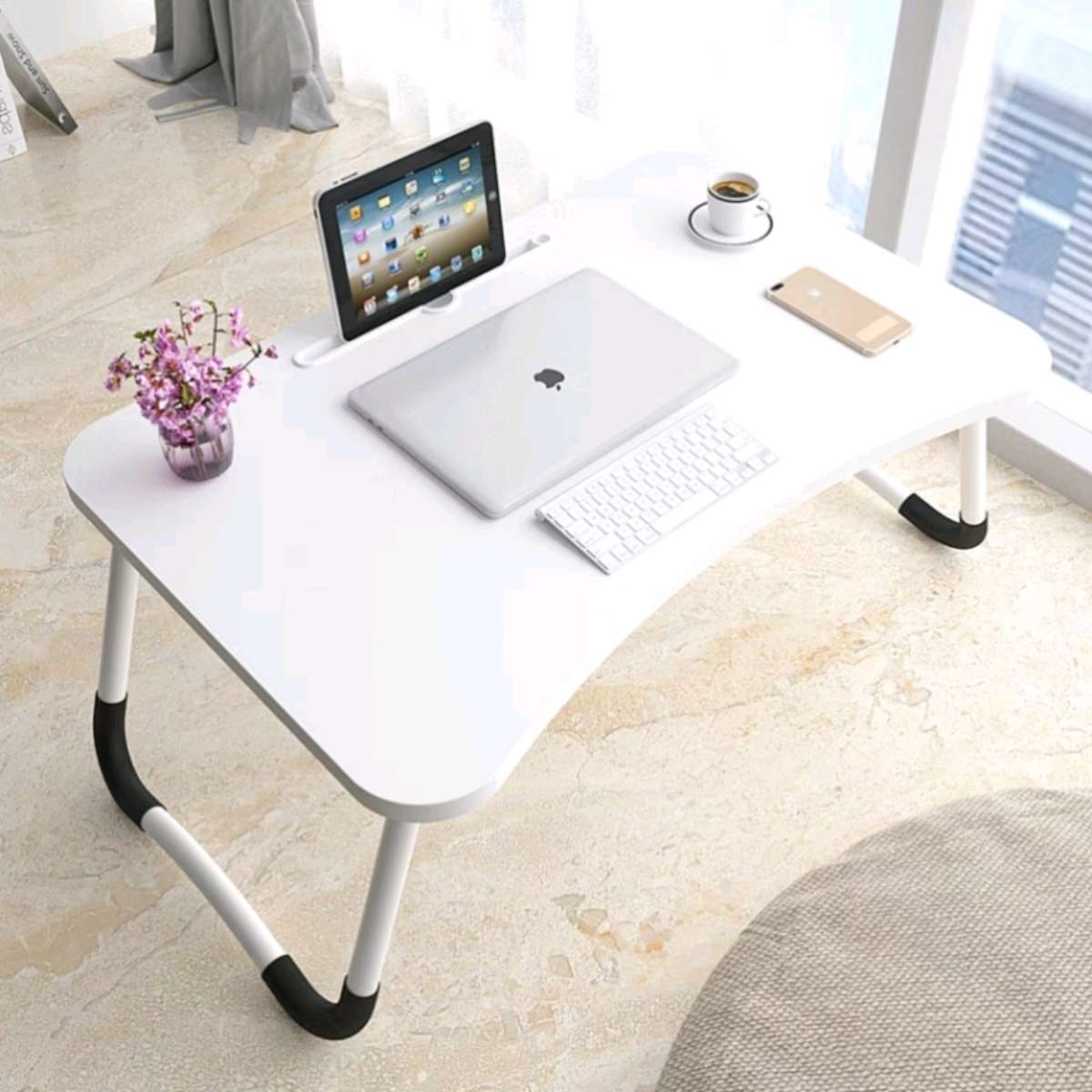 床上书桌笔记本电脑桌学生学习小桌子可折叠简易做桌懒人写字家用详情图2