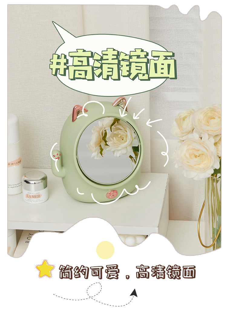 F37-9038猫造型可爱旋转台镜收纳放大镜学生宿舍桌面收纳网红美妆详情图2