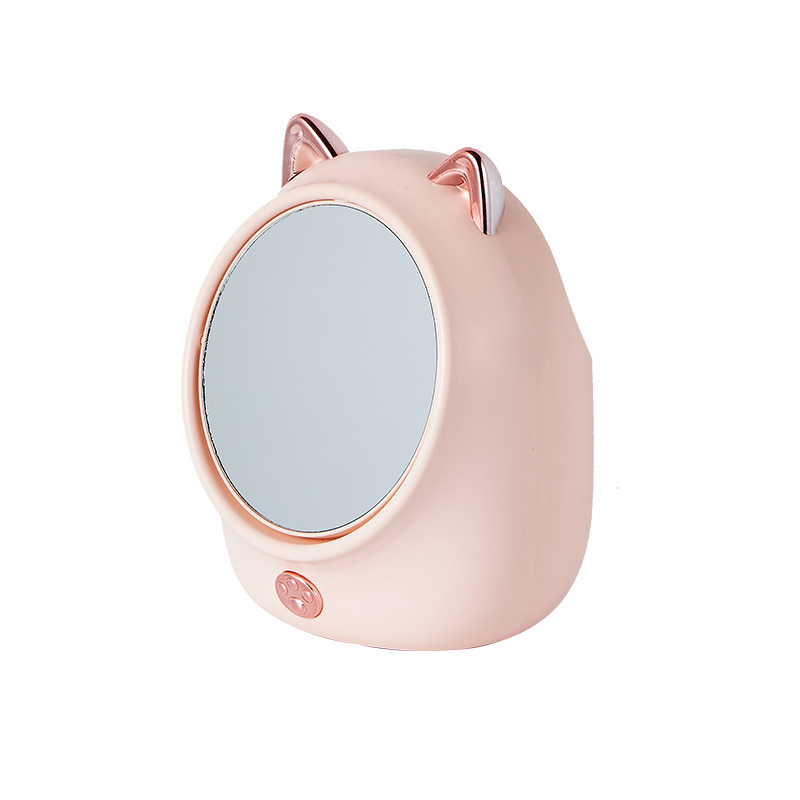 F37-9038猫造型可爱旋转台镜收纳放大镜学生宿舍桌面收纳网红美妆白底实物图