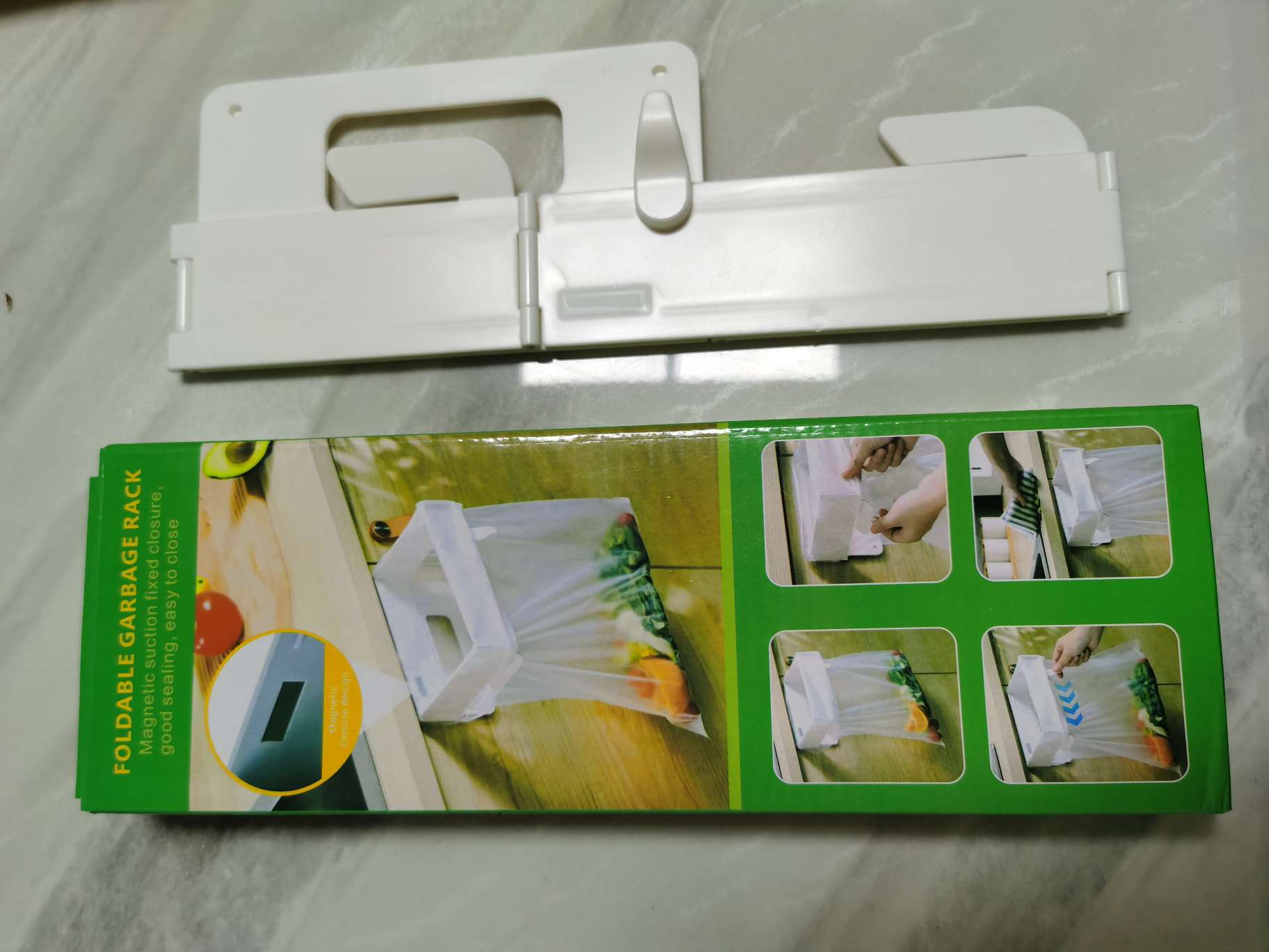 折叠式垃圾袋挂架免打孔家用垃圾袋挂架壁挂可折叠垃圾收纳架批发 塑料盒透明冰箱整理神器详情图11