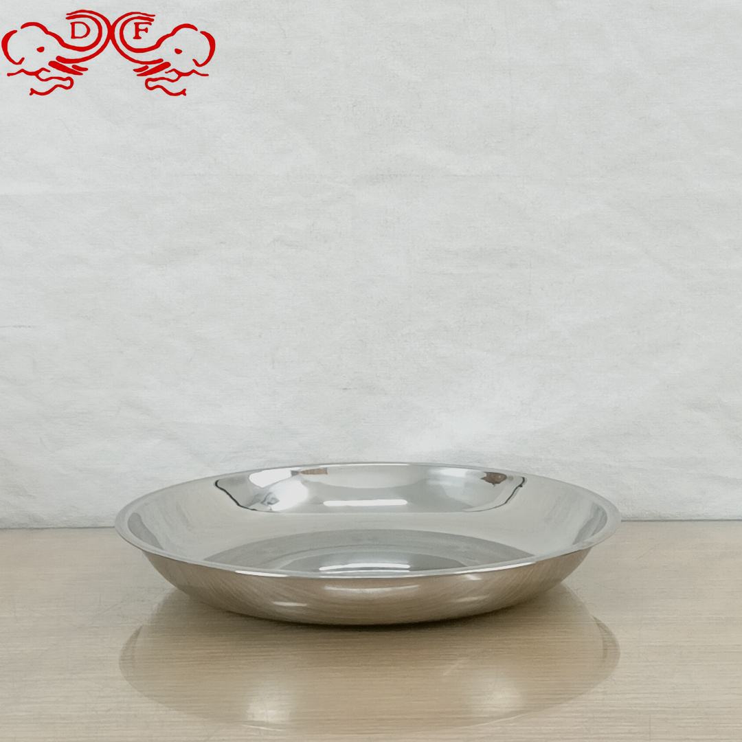 DF99165 thickened stainless steel plate, round plate, shallow plate, vegetable plate, barbecue plate, multi-purpose inventory, heart plate, vegetable plate, DF TRADINGHOUSE details Picture