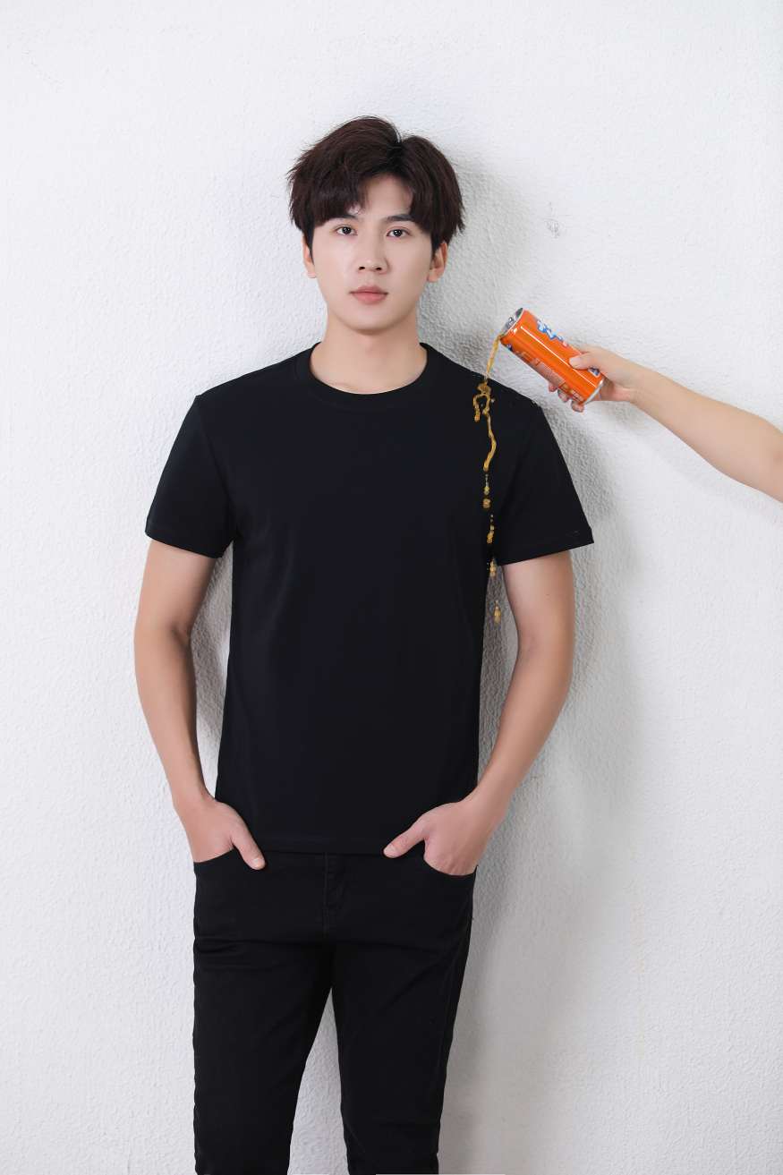 Three-proof lotus leaf technology waterproof, oil-proof and stain-proof short-sleeved advertising shirt, cultural shirt, men's casual wear, comfortable, breathable and fashionable new style detail image 6