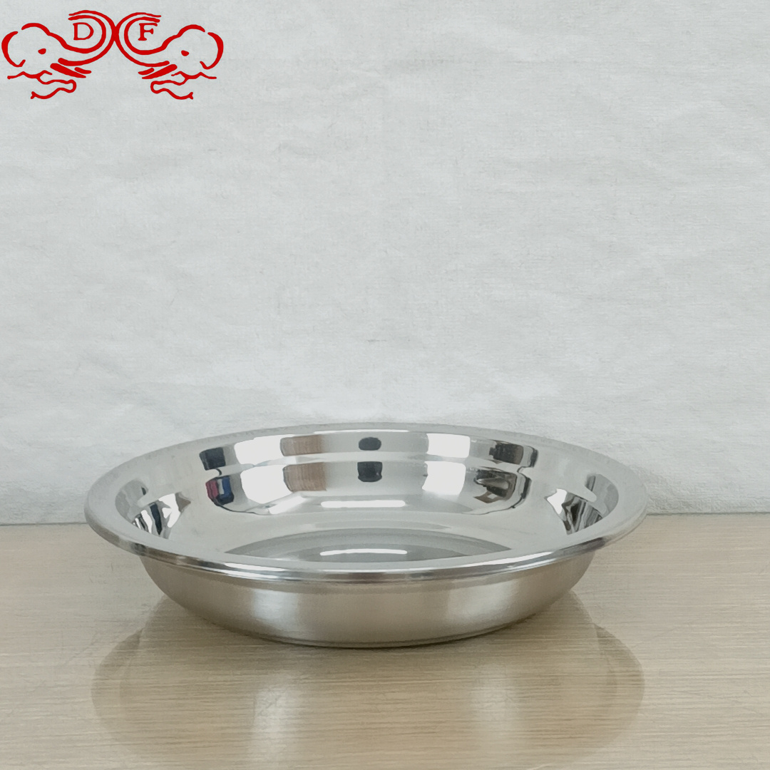DF99165 stainless steel, deepened Korean-style round plate, thickened home dining plate, flat plate, vegetable plate, seasoning plate, DF TRADINGHOUSE Specification image