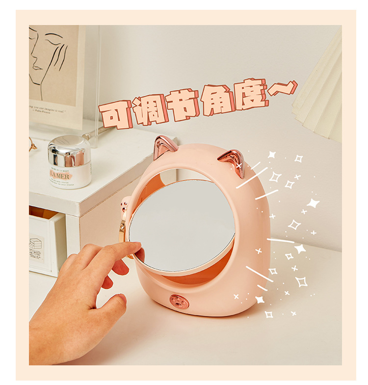 F37-9038猫造型可爱旋转台镜收纳放大镜学生宿舍桌面收纳网红美妆详情图3